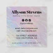 Opalescent Pearl QR Code Hair Makeup Artist Vierkante Visitekaartje (Achterkant)