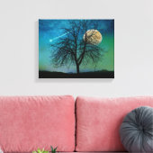 Opalescent Sky, boom, oogstmaan, vallende ster Canvas Afdruk (Insitu (Woonkamer))