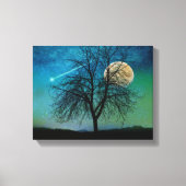 Opalescent Sky, boom, oogstmaan, vallende ster Canvas Afdruk (Voorkant)