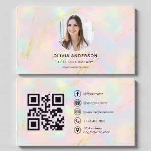 Opalfoto met QR-code social media Visitekaartje