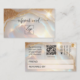 Opalsteen en gouden QR-code verwijskaart Aanbevelingskaartje