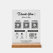 Opaque Clean Scan to pay 3 QR Codes Thank you Acryl Bord (Voorkant)