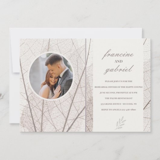 Opaque Leaves Photo Rehearsal Dinner Party Kaart (Voorkant)