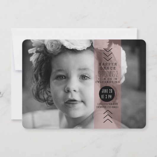 Opaque Plum Lint Verjaardagsfeestfoto Kaart (Voorkant)