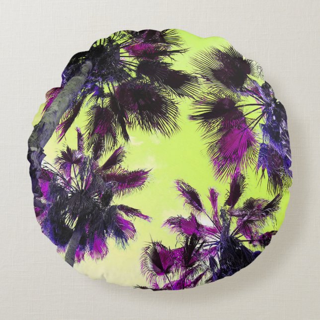 OpArt Palm Pillow Rond Kussen (Voorkant)