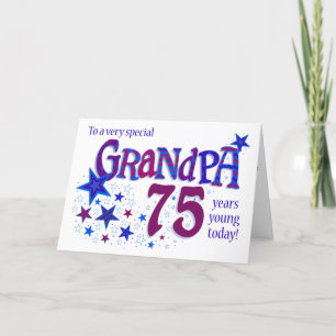 Opa's 75e verjaardag Word Art met sterrenkaart Feestdagen Kaart