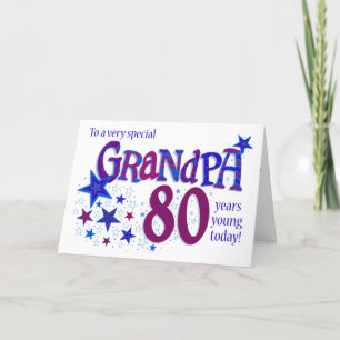 Opa's 80e verjaardag Word Art met sterrenkaart Feestdagen Kaart