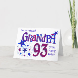 Opa's 93e verjaardag Word Art met sterrenkaart Feestdagen Kaart