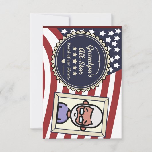Opa's All-Star Badge USA Vlag Ontwerp Bedankkaart (Voorkant)