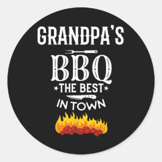 Opa's BBQ De beste in de stad BBQ liefhebbers Sarc Ronde Sticker