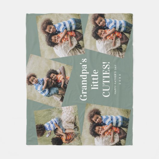 Opa's Cuties Foto Collage Vaderdag Fleece Deken (Voorkant)