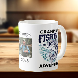 Opa's Foto Vissen Avontuur Personaliseer Koffiemok