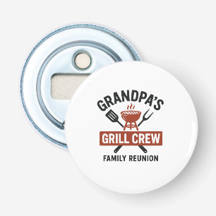 Opa's Grill Crew Familie BBQ Reünie T-shirt Button Flesopener