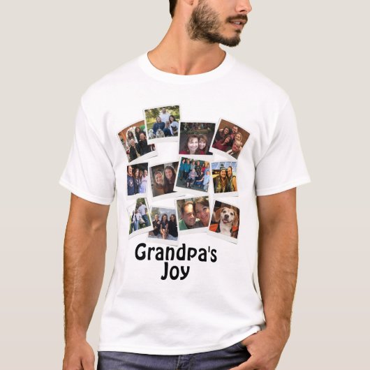 Opa's Joy Photo Lijst Collage Modern Trendy T-shirt (Voorkant)