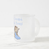 Opa's kleine aap - Blauwe T-shirts en cadeautjes Matglas Koffiemok (Voorkant rechts)