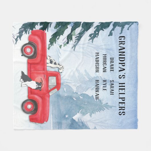 Opa's kleinkinderen  Red Truck Dog Fleece Deken (Voorkant (Horizontaal))