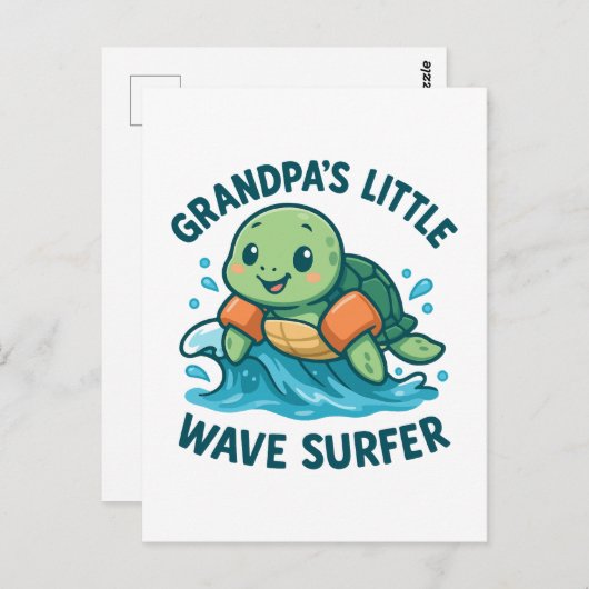 Opa's Little Wave Surfer Schattigee Schildpad Briefkaart (Voorkant / Achterkant)