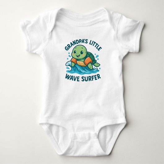Opa's Little Wave Surfer Schattigee Schildpad Romper (Voorkant)