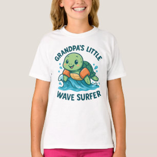 Opa's Little Wave Surfer Schattigee Schildpad T-shirt