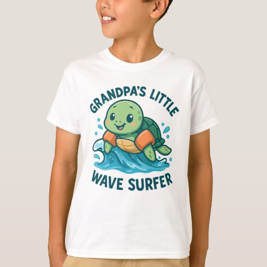 Opa's Little Wave Surfer Schattigee Schildpad T-shirt (Voorkant)