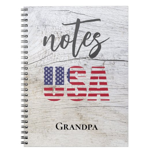 Opa's Naam, Patriottisch USA Vlag Spiraal Notitieb Notitieboek (Voorkant)