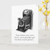 Opa's Smartphone Grappige Verjaardag Kaart (Gele Bloem)