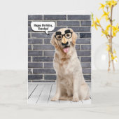 Opa's Verjaardag Golden Retriever met Mask Kaart (Gele Bloem)