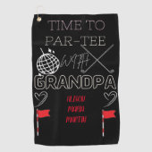 Opa's zwarte golfhanddoek met de naam van het klei (Voorkant)