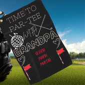 Opa's zwarte golfhanddoek met de naam van het klei