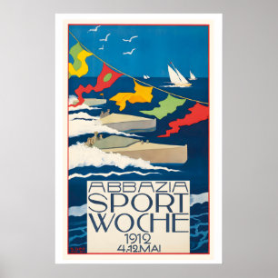 Opatija Kroatië Sportweek 1912 Vintage Reizen Poster
