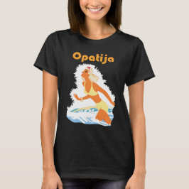 Opatija Kroatië Strand Meisje Oranje Reizen T-shirt