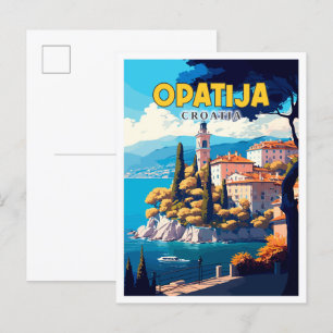 Opatija Kroatië vintage reisillustratie Briefkaart