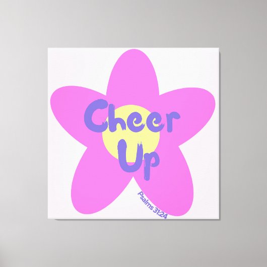 Opbeurend Pop Art Roze Bloemstuk Christelijk Canva Canvas Afdruk (Voorkant)