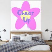 Opbeurend Pop Art Roze Bloemstuk Christelijk Canva Canvas Afdruk (Insitu (Slaapkamer))