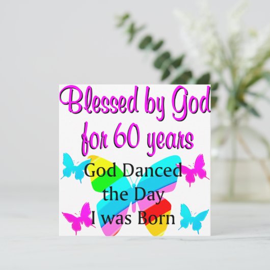 OPBEURENDE 60E VERJAARDAG KAART (Staand voorkant)