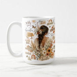 Opbeurende bloemige bevestiging waterverf boho chi koffiemok