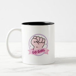 Opbeurende Girl Power Empowerment Tweekleurige Kof Koffiemok