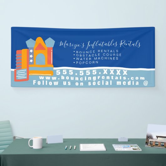Opblaasbaar Kasteel Springhuis Stuitfeest Verhuur Spandoek (Beurs)