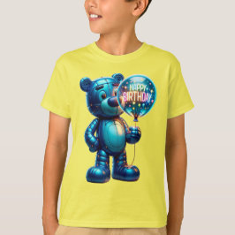 Opblaasbare beer met een ballon, Gelukkig verjaard T-shirt