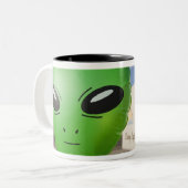 Opblaasbare buitenaardse met Welkom bij Roswell-si Tweekleurige Koffiemok (Voorkant links)