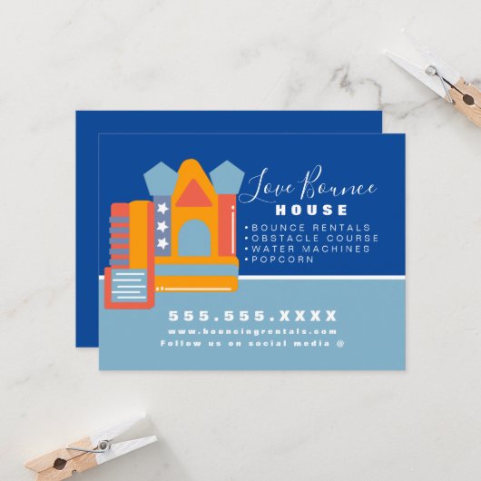 Opblaasbare Castle Jump House Bounce Party Rentals Kaart (Voorkant / Achterkant in situ)
