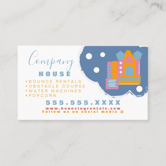 Opblaasbare Castle Jump House Bounce Party Rentals Visitekaartje (Voorkant)