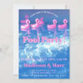 Opblaasbare flamingo's in het zwembad - Zwembadfee Kaart (Voorkant)