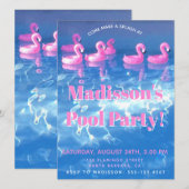 Opblaasbare Flamingo's - Tropisch Pool Feest Kaart (Voorkant / Achterkant)