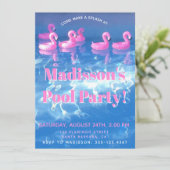 Opblaasbare Flamingo's - Tropisch Pool Feest Kaart (Staand voorkant)