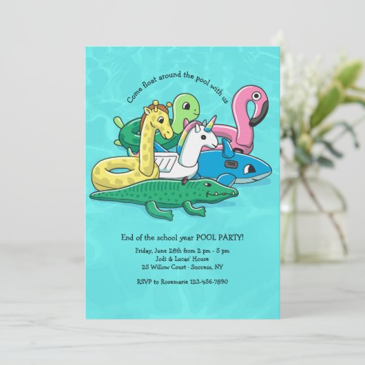 Opblaasbare Pool Speelgoed Uitnodiging (Staand voorkant)