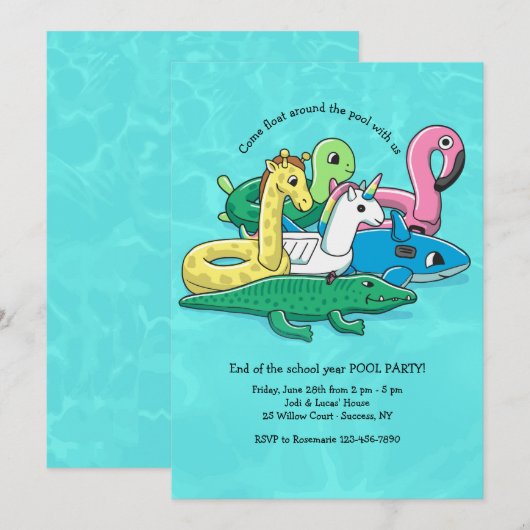 Opblaasbare Pool Speelgoed Uitnodiging (Voorkant / Achterkant)