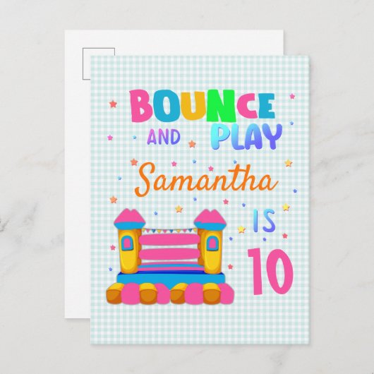 Opblaasbare springplank uitnodiging briefkaart (Voorkant / Achterkant)