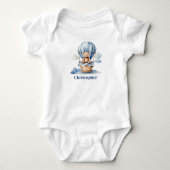 Opblaasbare teddybeerballon Persoonlijke Blauwe Jo Romper (Voorkant)