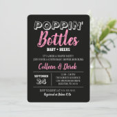 Opblaasflesjes Roze Baby shower Kaart (Staand voorkant)